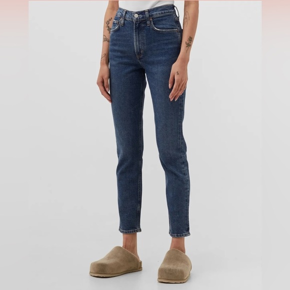 Agolde Merrel Mid Rise Medium Wash Mid Rise Cropped Denim Jean Size 30 - Picture 1 of 11